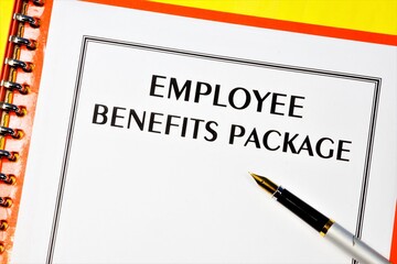 Obraz premium Employee benefits package - text inscription on the form in the documents folder. Additional rights, exemption from compliance with the established rules, remuneration, incentive payments.