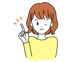 ウィンクしながら指差しする女性