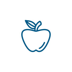 Apple Line Blue Icon On White Background. Blue Flat Style Vector Illustration