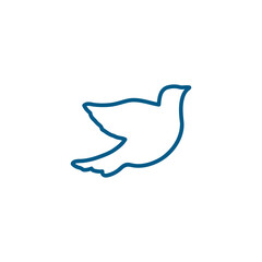 Bird Line Blue Icon On White Background. Blue Flat Style Vector Illustration