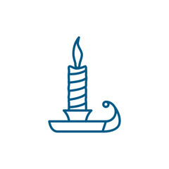 Candle Line Blue Icon On White Background. Blue Flat Style Vector Illustration