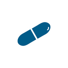 Capsule Blue Icon On White Background. Red Flat Style Vector Illustration