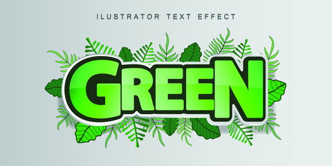 Green text effect with leaf vector