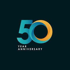 50 Years Anniversary Celebration Full Color Vector Template Design Illustration