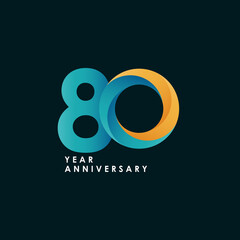 80 Years Anniversary Celebration Full Color Vector Template Design Illustration
