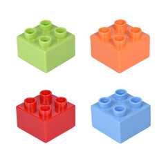 Plastics building block isolated in white background