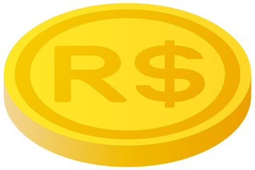 The Brazilian Real currency symbol coin