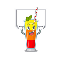 Caricature character of tequila sunrise cocktail succeed lift up a board