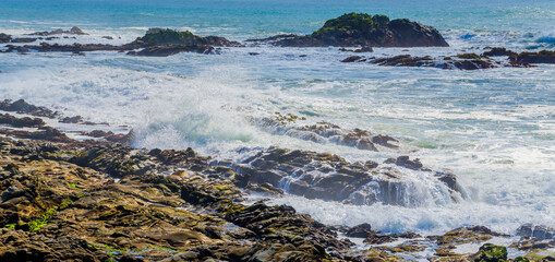 Waves Crashing on Coastal Rocks, Point Lobos State Natural Reserve, California, USA