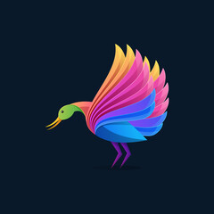 Vector illustration of colorful stork logo template.
Suitable for Creative Industries, Company, Multimedia, Entertainment, Education, Shop 
and other related business