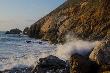 Fototapeta premium Large Waves on Rockaway Beach, Pacifica, California, USA