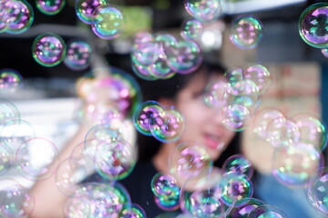 soap bubbles on a black background