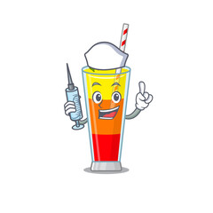 Tequila sunrise cocktail humble nurse mascot design with a syringe