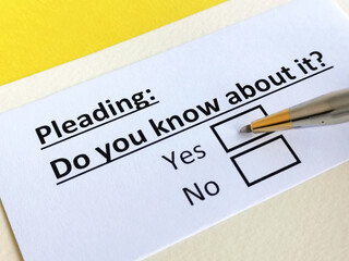 Obraz premium Questionnaire about civil litigation