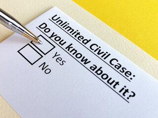 Questionnaire about civil litigation