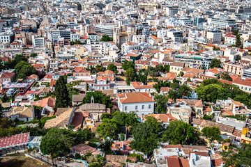 Obraz premium Aerial view of ancient houses in Athens, Greece. 