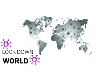 vector illustration of lock down all over the world because of coronavirus or covid-19. graphic design logo or symbol.