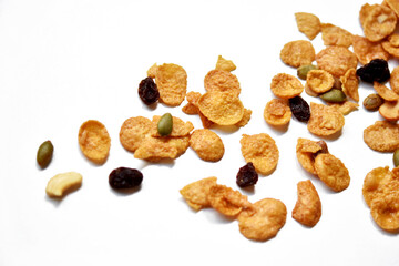 Cornflakes isolated on white background