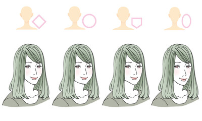 顔型別ヘアスタイルイラスト
