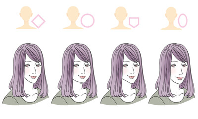 顔型別ヘアスタイルイラスト