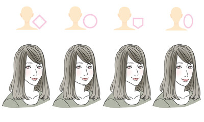 顔型別ヘアスタイルイラスト