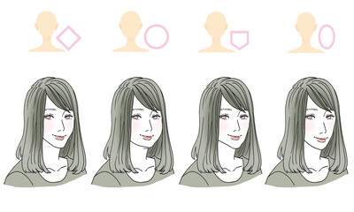 顔型別ヘアスタイルイラスト
