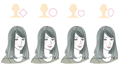 顔型別ヘアスタイルイラスト