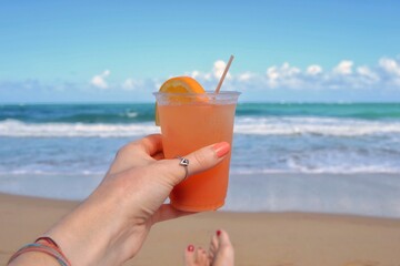 Enjoying a cocktail on the beach!