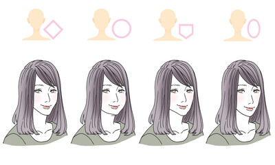 顔型別ヘアスタイルイラスト