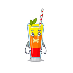Tequila sunrise cocktail cartoon character style having strange silent face