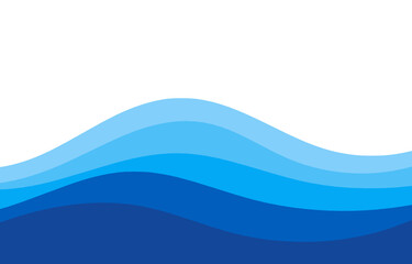 Abstract blue waves on white background vector.
