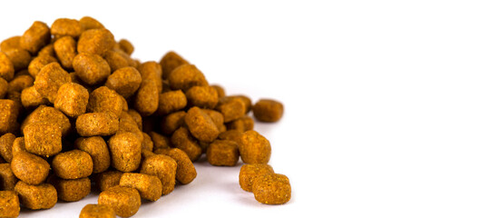 dry pet food. isolated on white. Food for cats and dogs.