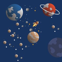 Space flat illustration