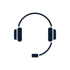 Headphones simple icon with microphone