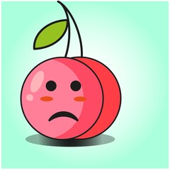 Cute cherry fruit emoticon cartoon mascot character design