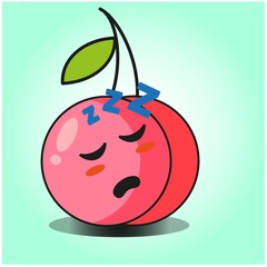 Cute cherry fruit emoticon cartoon mascot character design