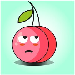 Cute cherry fruit emoticon cartoon mascot character design