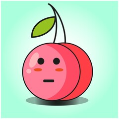 Cute cherry fruit emoticon cartoon mascot character design