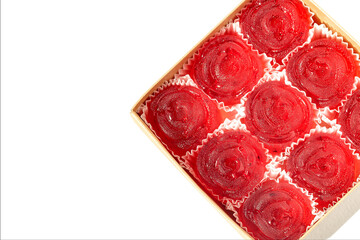 Natural healthy jelly marmalade in packaging isolated on a white background.