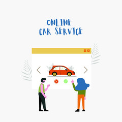 Online car service vector illustration in modern flat style