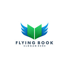 Book and wing logo template design vector illustration