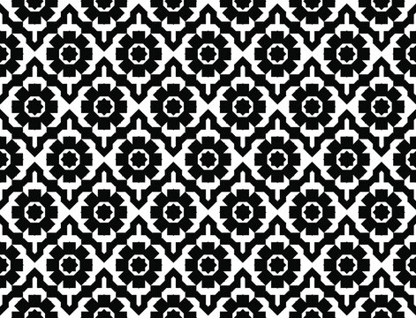 Vintage style black and white wallpaper background, repeating pattern vector illustration