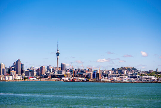 Skyline of Auckland with city central business district on Clear Sunny Day