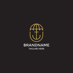 umbrella and anchor logo icon design template © SachyStd