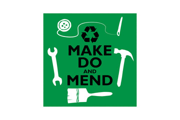 Make do and mend logo, save money in economic depression, reduce waster for sustainable living