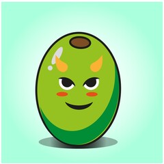 Cute olive cartoon mascot character vector design