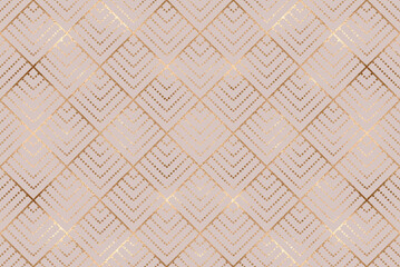 Art deco seamless pattern with gold rhombus tiles scales.