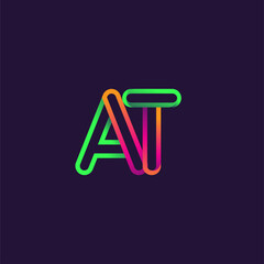 Obraz premium initial logo letter AT, linked outline rounded logo, colorful initial logo for business name and company identity.