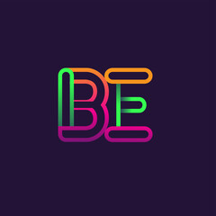 initial logo letter BE, linked outline rounded logo, colorful initial logo for business name and company identity.