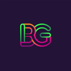 Fototapeta premium initial logo letter BG, linked outline rounded logo, colorful initial logo for business name and company identity.